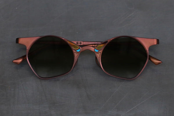 Rigards RG1031TI series pure titanium inlaid gemstone handmade glasses RG-RG1031TI-QTKLP-F bronze frame green lenses